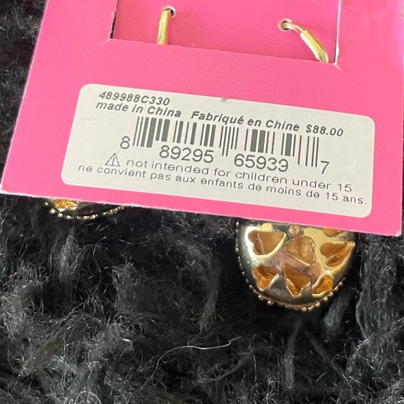 Betsey Johnson Gold Tone Green Apple Dangle Earrings NWT - Picture 5 of 5